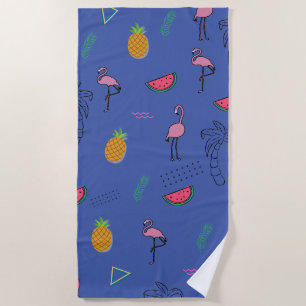 Nahtlose tropische Muster mit Flamingo-Ananas Strandtuch