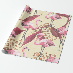 Nahtlose tropische Muster mit rosa Flamingo, Lev Geschenkpapier