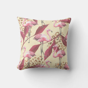 Nahtlose tropische Muster mit rosa Flamingo, Lev Kissen
