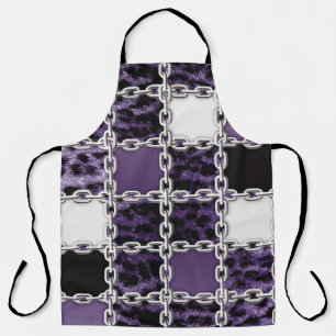 Nahtlose ultraviolette Leoparden und Silberkettche Schürze