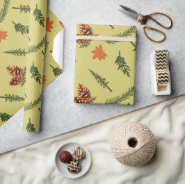 Nahtlose Umschlagpapier mit Pinecones und Blätter Geschenkpapier