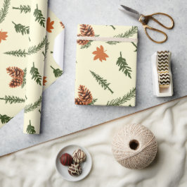 Nahtlose Umschlagpapier: Pinecones und Herbstlaube Geschenkpapier