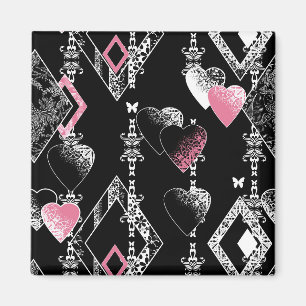 Nahtlose Valentinstag Liebe Schwarze Muster Herz Magnet