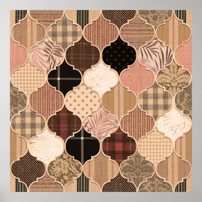 Nahtlose Verschiedene texturierte marokkanische Fl Poster (Vorne)