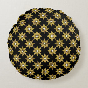Nahtlose Vintage Blume. Gold und Blase Rundes Kissen