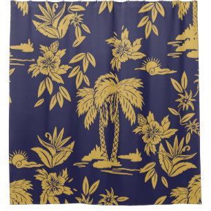 Nahtlose Vintage Designs mit Hawaii, trop Duschvorhang