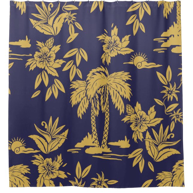 Nahtlose Vintage Designs mit Hawaii, trop Duschvorhang (Vorderseite)