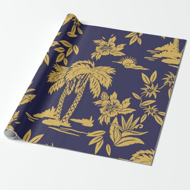 Nahtlose Vintage Designs mit Hawaii, trop Geschenkpapier (Ungerollt)