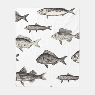Nahtlose Vintage Fischgemusterung, Fische, Patter Fleecedecke