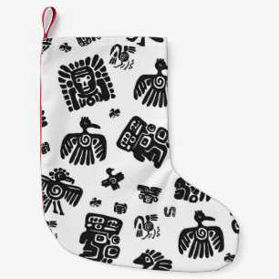 Nahtlose Vintage Maya-Muster. Schwarzweißeth Kleiner Weihnachtsstrumpf
