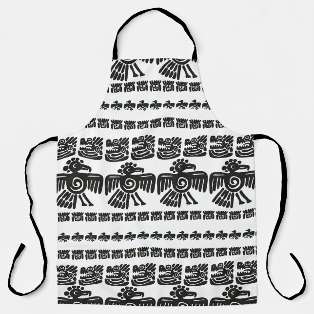 Nahtlose Vintage Maya-Muster. Schwarzweißeth Schürze (Vorderseite)
