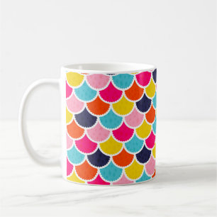 Nahtlose Vintage Meerjungfische als farbige Fische Kaffeetasse