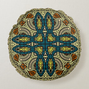 Nahtlose Vintage Muster in orientalischer Blume Rundes Kissen
