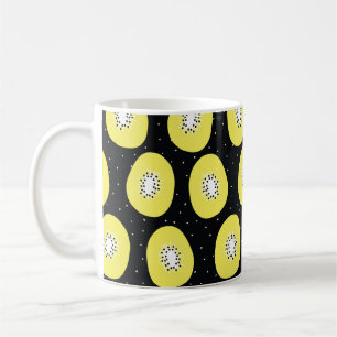 Nahtlose Vintage Muster Kiwi Frucht. Handgezogene Kaffeetasse
