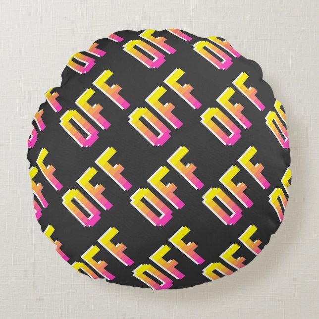 Nahtlose Vintage Pixelabweichung der Zeichen. Kont Rundes Kissen (Vorderseite)