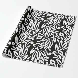 Nahtlose Vintage Schwarz-Weiß-Textilblüte Geschenkpapier
