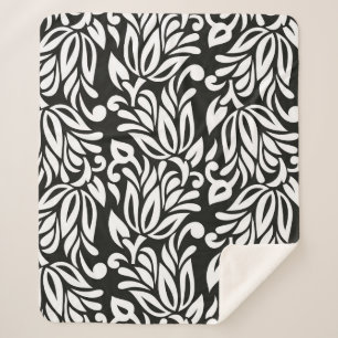 Nahtlose Vintage Schwarz-Weiß-Textilblüte Sherpadecke