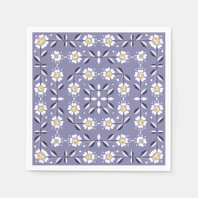 Nahtlose, violette Blume Pastellfarben bl Serviette (Vorderseite)