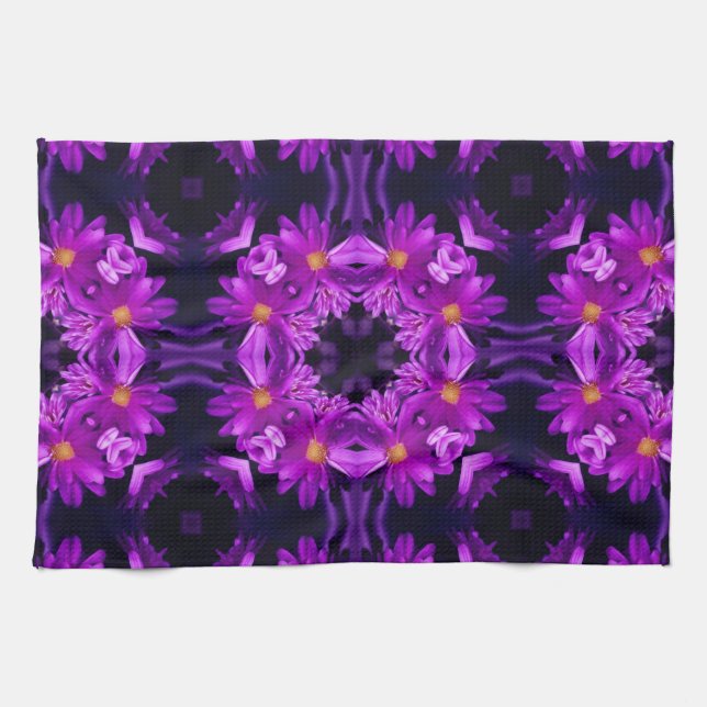 Nahtlose violette Blumen Geschirrtuch (Horizontal)
