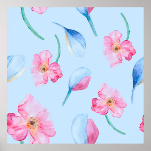 Nahtlose, von Hand gezeichnete Aquarellmuster mit  Poster