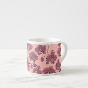 Nahtlose Wasserfarbe-Orchideen Phalaenopsis-Blumen Espressotasse