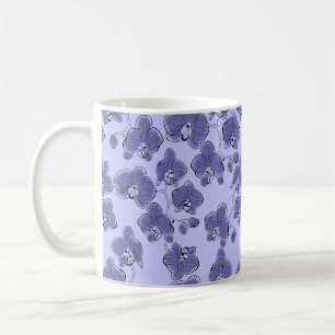 Nahtlose Wasserfarbe Orchideen Phalaenopsis Blumen Kaffeetasse