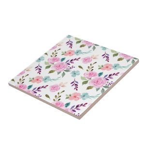 Nahtlose Wasserfarbe rosa Blume Fliese