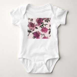 Nahtlose Wasserfarben-Blumen-Illustrationsmuster Baby Strampler