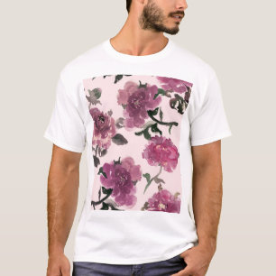 Nahtlose Wasserfarben-Blumen-Illustrationsmuster T-Shirt