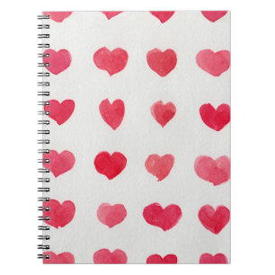 Nahtlose Wasserfarbenherzen: romantisches Muster-D Notizblock