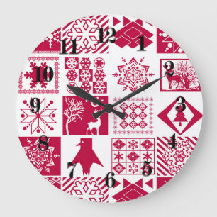 Nahtlose Weihnachtselemente geometrische Schneeflo Große Wanduhr