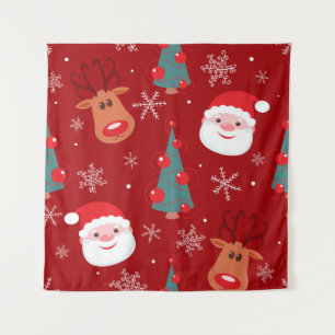 Nahtlose Weihnachtsmuster mit Rentiersalm Wandteppich