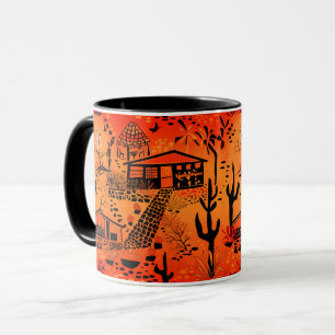 Nahtlose Wüsten-Sand-Landschaft Häuser schwarz ora Tasse