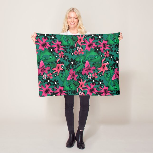 Nahtloser abstrakter Cartoon niedliche Blume Blume Fleecedecke (Beispiel)