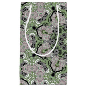 Nahtloser abstrakter, grau-grüner Deko Kleine Geschenktüte