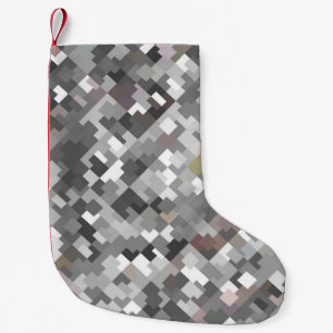 Nahtloser, abstrakter Mosaik-grauer Hintergrund pa Kleiner Weihnachtsstrumpf