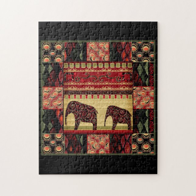 Nahtloser afrikanischer Patchwork-Ornamentschmuck  Puzzle (Vertikal)