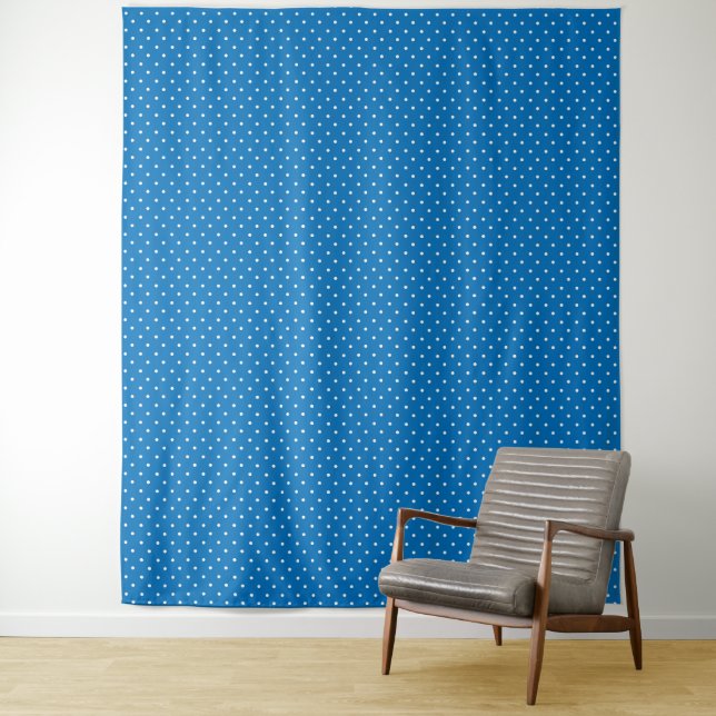 Nahtloser blauer Hintergrund mit Punkten  Wandteppich (Beispiel)