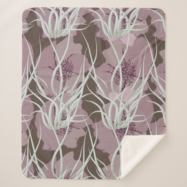 Nahtloser blumengeschmückter Hintergrund, nahtlose Sherpadecke (Vorderseite)