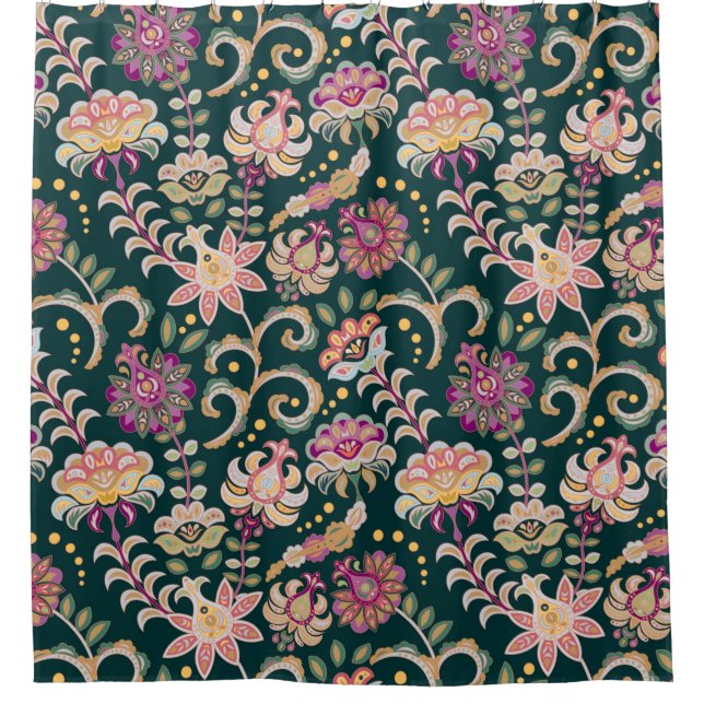 Nahtloser blumiger Hintergrund. Rosa Blume und Pac Duschvorhang (Vorderseite)