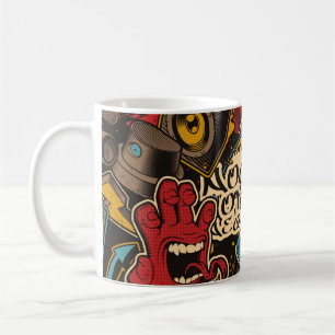Nahtloser Graffiti-Hintergrund. Farbige nahtlose M Kaffeetasse