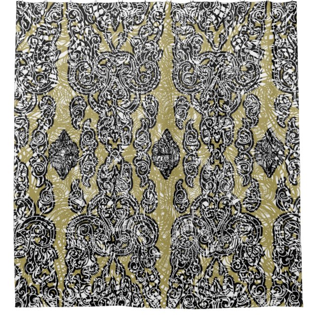  nahtloser Grunge Kambodscha, floralpatternethnisc Duschvorhang (Vorderseite)