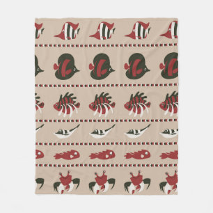 Nahtloser Hintergrund mit Meereslebewesen - Krabbe Fleecedecke