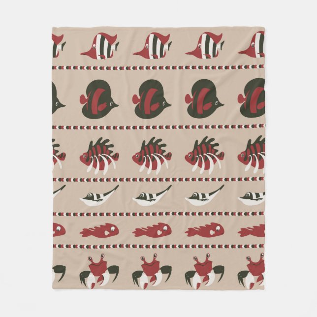 Nahtloser Hintergrund mit Meereslebewesen - Krabbe Fleecedecke (Vorderseite)