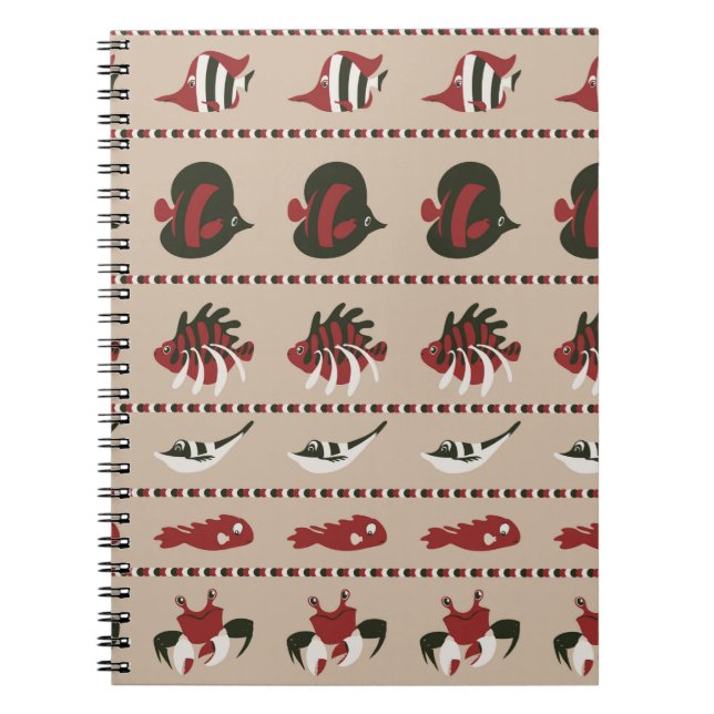 Nahtloser Hintergrund mit Meereslebewesen - Krabbe Notizblock (Vorderseite)