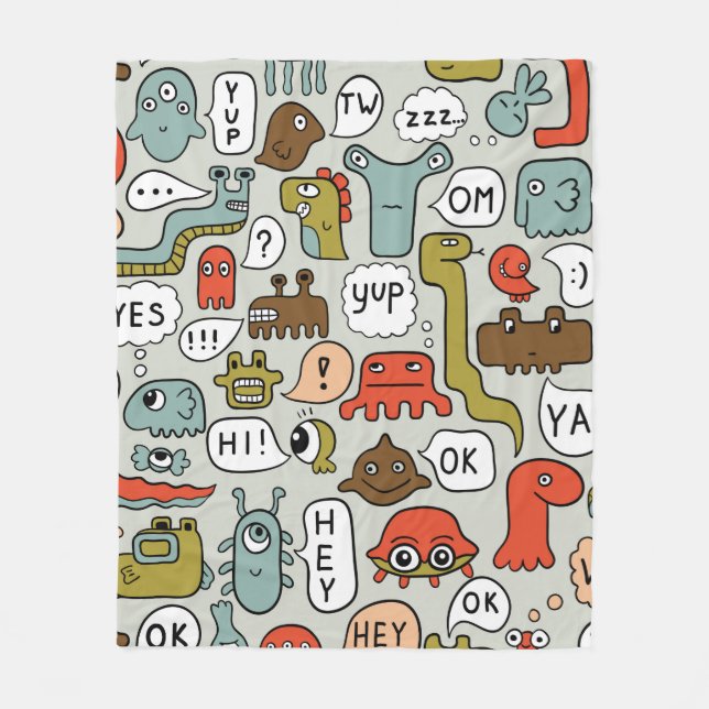 nahtloser Hintergrund mit Monstern niedlicher Cart Fleecedecke (Vorderseite)