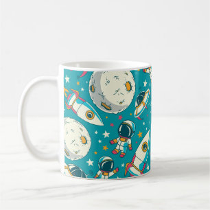 Nahtloser Hintergrund mit niedlichen Doodle-Astron Kaffeetasse