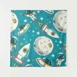 Nahtloser Hintergrund mit niedlichen Doodle-Astron Wandteppich