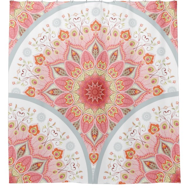 Nahtloser Hintergrund mit rundem Dekor. Orienta Duschvorhang (Vorderseite)