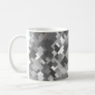 Nahtloser leuchtender abstrakter Mosaikgrauer Hint Kaffeetasse